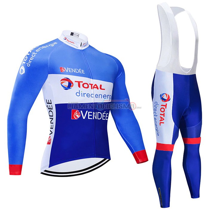 Abbigliamento Ciclismo Direct Energie Manica Lunga 2021 Blu Bianco